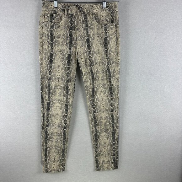 Vigoss Pants - VIGOSS WOMEN'S SNAKESKIN PRINT JEANS STRAIGHT LEG ZIP FRONT POCKETS SIZE 6/7